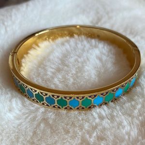 Beautiful Kate Spade Bangle Bracelet Turquoise Blue and Green with Gold